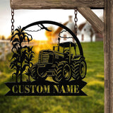 Custom Farm Sign with Tractor, Corn Farming Sign, Personalized Farm Tractor Name Sign, Home Decor Farm Truck, Gift For Farmer