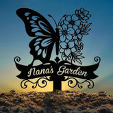 Custom Floral Butterfly Garden Sign, Personalized Name Garden Stake, Metal Garden Sign, Gardener Name Sign, Gardener Gift, Yard Decor