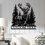 Personalized Deer Metal Cabin Sign with Led Lights, Custom Deer Forest Metal Sign, Last Name Sign, Deer Sign, Cabin Sign, Gift for Dad