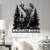 Personalized Deer Metal Cabin Sign with Led Lights, Custom Deer Forest Metal Sign, Last Name Sign, Deer Sign, Cabin Sign, Gift for Dad