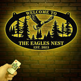 Wildlife Eagle Scene Metal Sign with Led Lights, Metal Wall Hanging, Eagle Home Decor, Metal Wall Art Decor, Homewarming Gifts