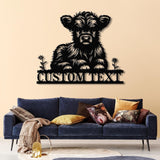 Highland Cow Metal Sign, Custom Highland Cow Wall Art, Personalized Highland Cow Farm Sign, Farmhouse Decor, Ranch Decor, Cow Door Hanger