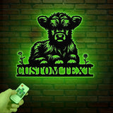 Highland Cow Metal Sign, Custom Highland Cow Wall Art, Personalized Highland Cow Farm Sign, Farmhouse Decor, Ranch Decor, Cow Door Hanger