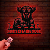 Highland Cow Metal Sign, Custom Highland Cow Wall Art, Personalized Highland Cow Farm Sign, Farmhouse Decor, Ranch Decor, Cow Door Hanger