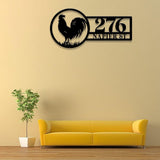 Personalized Chicken Family Address Metal Sign with LED Lighting, Custom House Numbers Display, Metal Address Plaque, Address Sign
