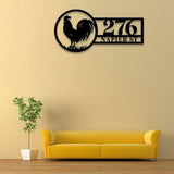 Personalized Chicken Family Address Metal Sign with LED Lighting, Custom House Numbers Display, Metal Address Plaque, Address Sign