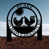 Personalized Chicken Family Address Garden Stake, Custom Farm Birds Sign, Custom House Numbers Display, Metal Address Plaque