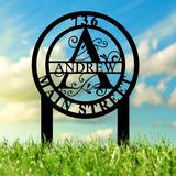 Custom Family Name Metal Address Garden Stake, Contemporary Address Sign, Custom House Numbers Display, Metal House Sign, Street Address