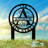 Custom Family Name Metal Address Garden Stake, Contemporary Address Sign, Custom House Numbers Display, Metal House Sign, Street Address