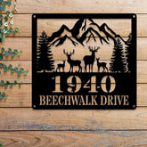 Personalized Deer Metal Address Sign, House Number Hanging, Address Plaque with Led Light, Outdoor Sign, Modern Address Sign