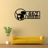 Custom Dog Monogram Metal Sign, Custom Dachshund Address Sign, Pet Home Number Metal Wall Sign, Animal Outdoor House Address Sign Decor