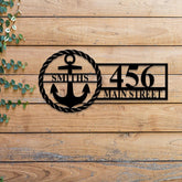 Custom Family Name Anchor Metal House Number Sign , Custom Address Sign, Personalized Address Plaque, Street Name Sign, Front Door Sign