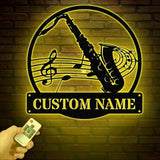 Custom Saxophone Player Name Metal Sign, Personalized Jazz Lover Gift, Musician Wall Decor, Jazz Player Name Sign, Gift for Music Lover