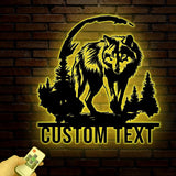 Personalized Wolf Metal Wall Art LED Light, Custom Wolf Metal Sign Room Decor, Wolf Led Sign, Wolf Wall Decor, Animal Office Decor