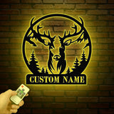 Custom Deer Hunting Metal Sign, Custom Buck Antler Split Metal Wall Hangings, Deer Hunter Name Sign, Hunter's Gift, Cabin Decor