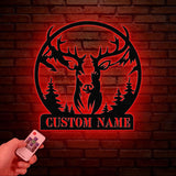 Custom Deer Hunting Metal Sign, Custom Buck Antler Split Metal Wall Hangings, Deer Hunter Name Sign, Hunter's Gift, Cabin Decor