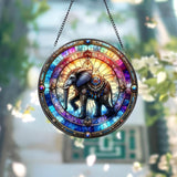 Elephant Stained Glass SunCatcher, Elephant Window Hanging. Elephant Ornament, Elephant Lover Gift, Nature Animal, Friend Gift, Gift for Mom