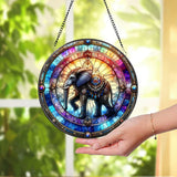 Elephant Stained Glass SunCatcher, Elephant Window Hanging. Elephant Ornament, Elephant Lover Gift, Nature Animal, Friend Gift, Gift for Mom