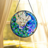 Peacock Stained Glass SunCatcher, Peacock Window Hanging, Mother's Day Gift, Gift Bird Lover Decor, Peacock Ornament, Garden Decor