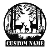 Personalized Deer Metal Cabin Sign with Led Lights, Custom Deer Forest Metal Sign, Last Name Sign, Deer Sign, Cabin Sign, Gift for Dad