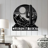 Cactus Desert Custom Metal Sign with LED Lights - Personalized Desert Cactus Wall Art - Southwest Desert Wall Decor for Patio