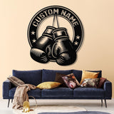 Custom Boxing Gloves Metal Wall Art with LED Light, Personalized Boxer Name Sign, Gym Room Decor, Man Cave Gift, Birthday Present