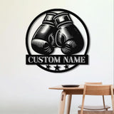 Custom Boxing Gloves Metal Wall Art with LED Light, Personalized Boxer Name Sign, Gym Room Decor, Man Cave Gift, Birthday Present