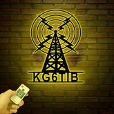 Custom Ham Radio Metal Sign with LED Light, Personalized Amateur Radio Name Sign, Radio Operator Decoration, Amateur Call Sign
