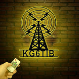 Custom Ham Radio Metal Sign with LED Light, Personalized Amateur Radio Name Sign, Radio Operator Decoration, Amateur Call Sign