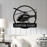 Personalized LED Helicopter Metal Sign, Custom Pilot Name Wall Art, Aviation Decor, Military Helicopter Gift, Man Cave Decor