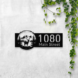 Deer Address sign with Pine tree, Metal Deer Sign, Deer Yard sign, Address Sign, Deer Ranch Family Name Sign, Yard Address sign