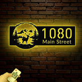 Deer Address sign with Pine tree, Metal Deer Sign, Deer Yard sign, Address Sign, Deer Ranch Family Name Sign, Yard Address sign