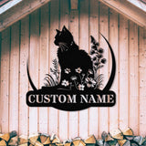 Custom Floral Cat Metal Sign with Led Lights, Personalized Cat Metal Sign, Cat Wall Art, Custom Cat Name Sign, Pet Lover Gift