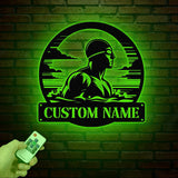 Custom Man Swimmer Metal Wall Art LED Light, Personalized Swimming Butterfly Stroke, Swimmer Name Sign, Home Decor Nursery Decoration