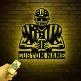 Custom American Football Metal Sign with LED, Personalized Football Name Sign, Football Coach Gift, Boys Room Decor, Sports Wall Art