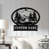 Personalized Deer Metal Cabin Sign with Led Lights, Custom Deer Forest Metal Sign, Last Name Sign, Deer Sign, Cabin Sign, Gift for Dad