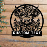 Highland Cow Metal Sign, Custom Highland Cow Wall Art, Personalized Highland Cow Farm Sign, Farmhouse Decor, Ranch Decor, Cow Door Hanger
