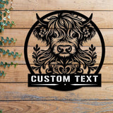 Highland Cow Metal Sign, Custom Highland Cow Wall Art, Personalized Highland Cow Farm Sign, Farmhouse Decor, Ranch Decor, Cow Door Hanger