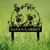 Custom Floral Butterfly Garden Sign, Personalized Name Garden Stake, Metal Garden Sign, Gardener Name Sign, Gardener Gift, Yard Decor