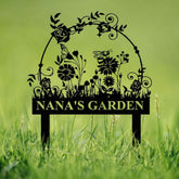 Custom Floral Butterfly Garden Sign, Personalized Name Garden Stake, Metal Garden Sign, Gardener Name Sign, Gardener Gift, Yard Decor