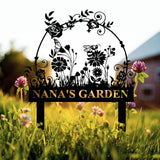 Custom Floral Butterfly Garden Sign, Personalized Name Garden Stake, Metal Garden Sign, Gardener Name Sign, Gardener Gift, Yard Decor