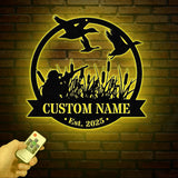 Custom Duck Hunting Metal Sign with LED Light, Personalized Hunter Name Sign, Duck Cabin Decoration, Housewarming Gifts, Christmas Gifts