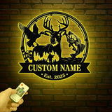 Custom Deer Duck And Bass Fishing Metal Wall Art Hunting Sign Personalized Hunter Name Sign Home Decor Cabin Decoration Birthday Gift