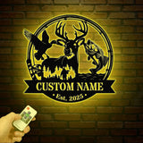 Custom Deer Duck And Bass Fishing Metal Wall Art Hunting Sign Personalized Hunter Name Sign Home Decor Cabin Decoration Birthday Gift