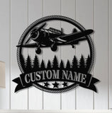 Custom Airplane Hangar Metal Sign with Led Lights- Personalized Pilot Name Wall Art - Aviation Lover Gift - Man Cave Airplane Decor