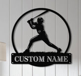Personalized Softball Pitcher Metal Wall Art Led Lights, Custom Pitcher Girl Sign, Dorm Decoration Birthday Gift, Gift For Daughter
