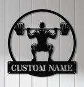 Custom Gym Metal Sign With Lights, Powerlifting Sport Metal Wall Art, Barbell Gym Wall Hanging, Fitness Center Wall Art, Gym-Center Wall Art