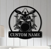 Custom Drummer Metal Sign, Drummer Wall Art LED Lights, Personalized Drum Player Name Sign, Drum Music Room Decor, Kids Nursery Decoration
