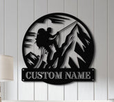 Custom US Mountain Climber Metal Wall Art LED Light, Personalized Mountain Climbing Sign, Hiking and Outdoor Enthusiast Gift, Home Decor
