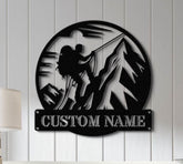 Custom US Mountain Climber Metal Wall Art LED Light, Personalized Mountain Climbing Sign, Hiking and Outdoor Enthusiast Gift, Home Decor
